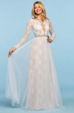 Sherri Hill - 53565 Bateau Beaded Long Sleeve Dress