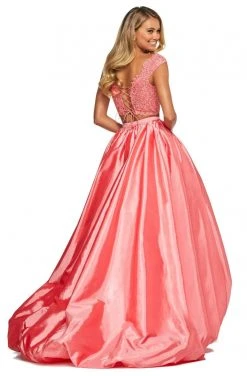 Sherri Hill - 53579 Cap Sleeve Lace Bodice High Low Dress