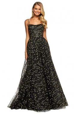 Sherri Hill - 53583 Long Star-Spangled Tulle A-Line Dress