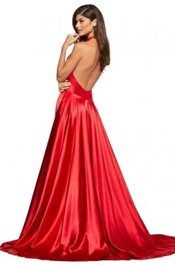Sherri Hill - 53624 Plunging Halter Neck Long A Line Dress