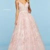 Sherri Hill - 53625 Beaded Lace Deep V-neck Tulle Ballgown 1 Sherri Hill - 53625 Beaded Lace Deep V-neck Tulle Ballgown