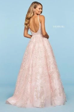 Sherri Hill - 53625 Beaded Lace Deep V-neck Tulle Ballgown