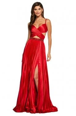 Sherri Hill - 53644 Ruched V-Neck A Line Long Dress