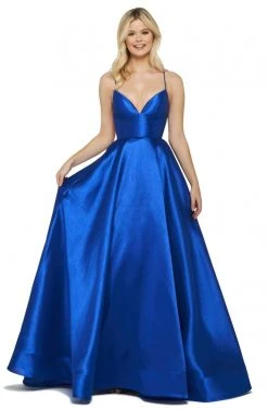 Sherri Hill - 53661 V-Neck Spaghetti Strapped Taffeta Dress 9 Sherri Hill - 53661 V-Neck Spaghetti Strapped Taffeta Dress