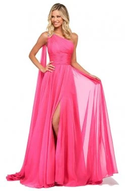 Sherri Hill - 53698 Chiffon Single Shoulder A-Line Dress