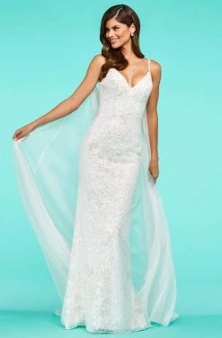 Sherri Hill - 53711 V-Neck Chiffon Sheath Dress