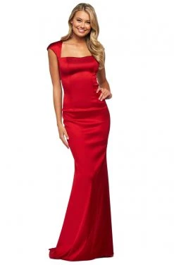 Sherri Hill - 53734 Square Neck Stretch Satin Long Dress