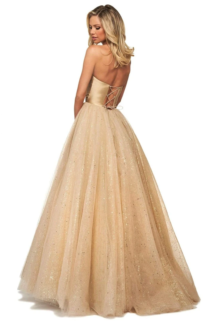 Sherri Hill - 53747 Semi-Sweetheart Strapless Glitter Tulle Dress 4 Sherri Hill - 53747 Semi-Sweetheart Strapless Glitter Tulle Dress