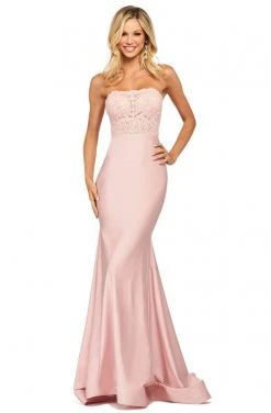 Sherri Hill - 53751 Strapless Applique Trumpet Dress