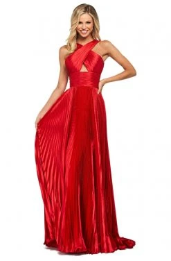 Sherri Hill - 53762 Halter Satin A-Line Evening Dress