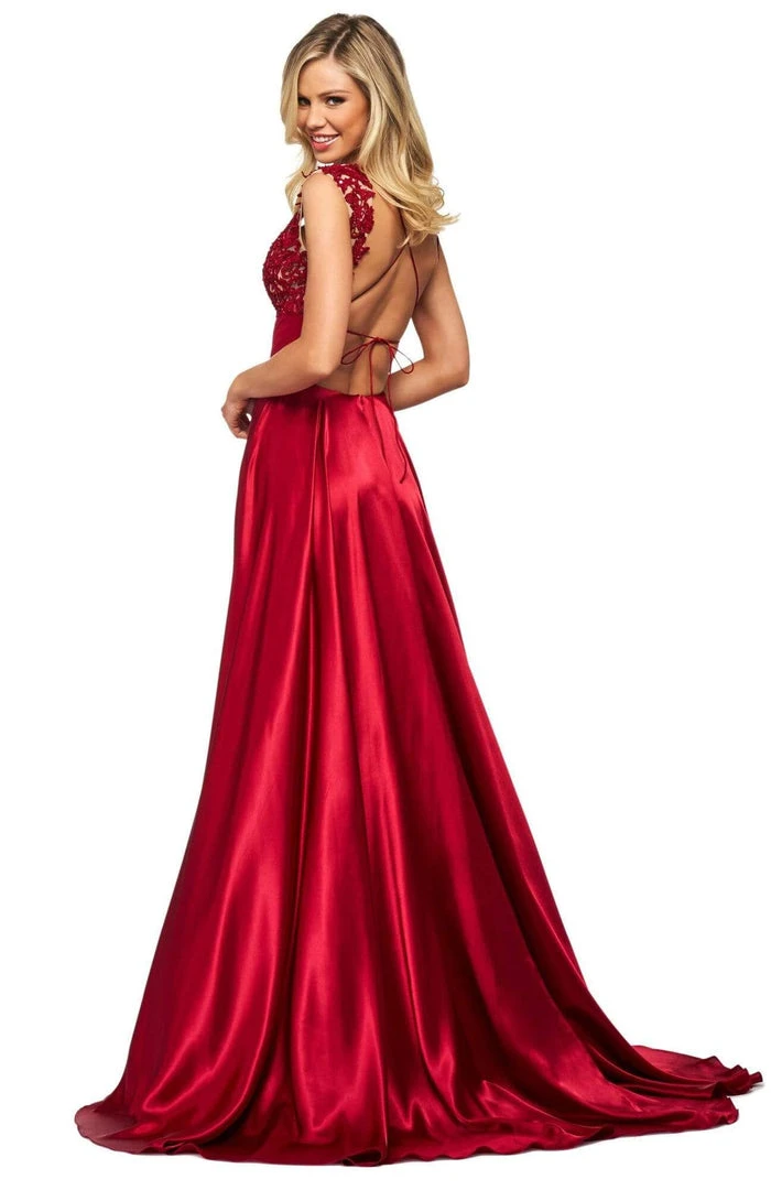 Sherri Hill - 53764 Appliqued Plunging V-Neck A-Line Dress 4 Sherri Hill - 53764 Appliqued Plunging V-Neck A-Line Dress