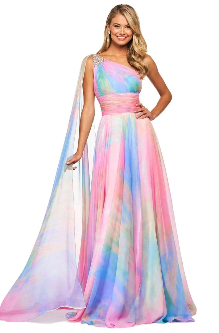 Sherri Hill - 53768 Single Shoulder Chiffon A-Line Dress 5 Sherri Hill - 53768 Single Shoulder Chiffon A-Line Dress