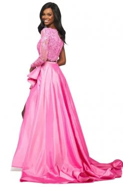 Sherri Hill - 53771 Two Piece Lace Bodice Ruffle Slit Dress