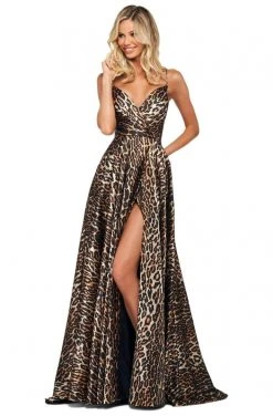 Sherri Hill - 53772 V-Neck Satin A-Line Dress