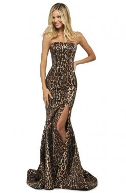 Sherri Hill - 53773 Straight-Across Lace-Up Fitted Dress