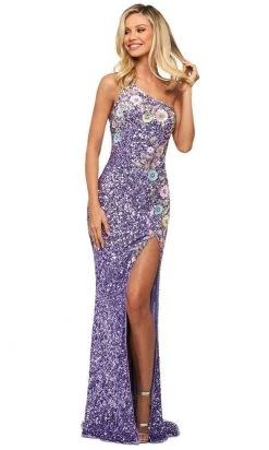 Sherri Hill - 53791 Single Shoulder Applique Sheath Dress