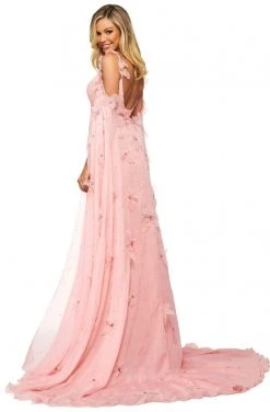 Sherri Hill - 53822 V-Neck Lace Cape Dress