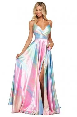 Sherri Hill - 53824 V-Neck Satin A-Line Dress