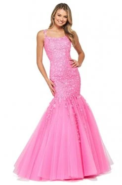 Sherri Hill - 53826 Scoop Neckline Applique Mermaid Dress