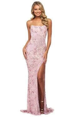Sherri Hill - 53828 Beaded Scoop Evening Dress With Slit
