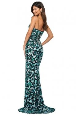 Sherri Hill - 53828 Beaded Scoop Evening Dress With Slit