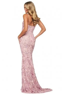 Sherri Hill - 53828 Beaded Scoop Evening Dress With Slit