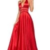 Sherri Hill - 53833 Plunging Halter Satin A-Line Dress
