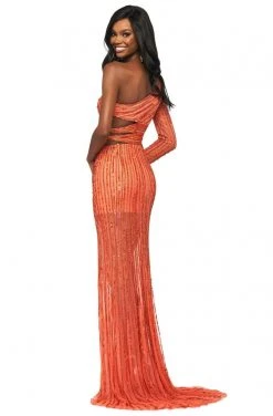Sherri Hill - 53884 Embellished Asymmetric Fitted Dress
