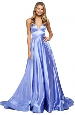 Sherri Hill - 53885 Sleeveless V Neck Lace Up Satin Dress