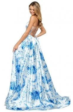 Sherri Hill - 53886 V-Neck Satin Floral Dress 9 Sherri Hill - 53886 V-Neck Satin Floral Dress