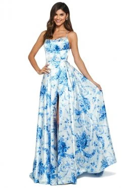 Sherri Hill - 53902 Scoop Neckline Floral A-Line Dress