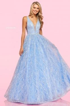 Sherri Hill - 54041 Plunging Bodice Glitter A-Line Dress