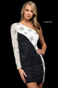 Sherri Hill - 54127 Beaded Star One Shoulder Sheath Dress 7 Sherri Hill - 54127 Beaded Star One Shoulder Sheath Dress