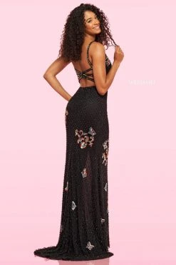 Sherri Hill - 54141 Beaded Scoop Neck Sheath Dress With Slit And Train