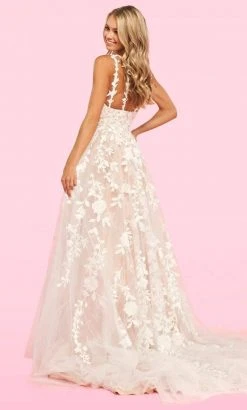 Sherri Hill - 54159 Sleeveless V-Neck Floral Appliques Lace Tulle Gown