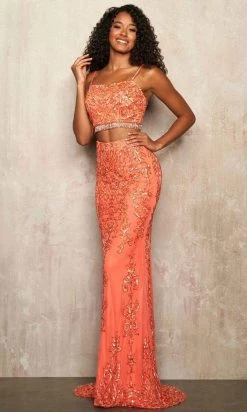 Sherri Hill - 54219 Two-Piece Bead-Fringed Sheath Gown