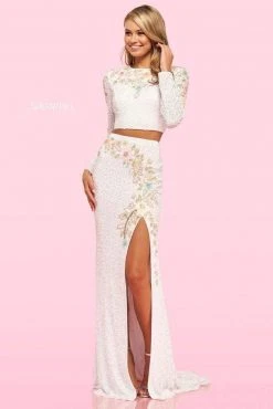 Sherri Hill - 54233 Long Sleeve Textured Two Piece Dress