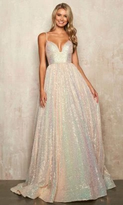 Sherri Hill - 54261 Sequined Deep V Neck Ballgown