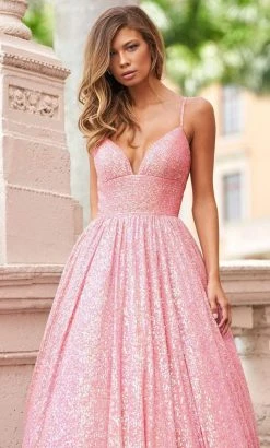 Sherri Hill - 54261 Sequined Deep V Neck Ballgown