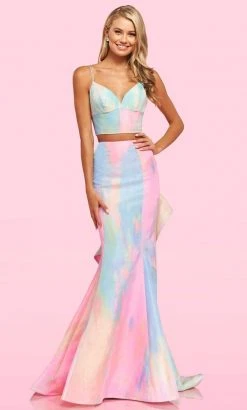 Sherri Hill - 54281 Two Piece V Neck Ruffled Dress