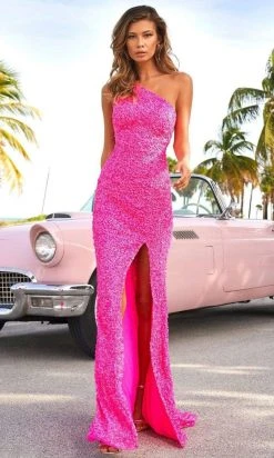 Sherri Hill - 54330 One Shoulder High Slit Sequin Dress