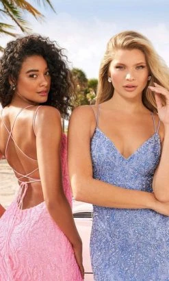 Sherri Hill - 54344 Strappy Open Back Beaded Fringe High Slit Gown