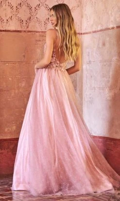 Sherri Hill - 54965 Floral Accented Glittery Tulle Gown