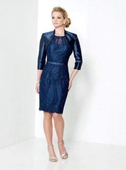 Social Occasions By Mon Cheri Social Occasions - 215803 Two-Piece Lace Illusion Jewel Neck Dress