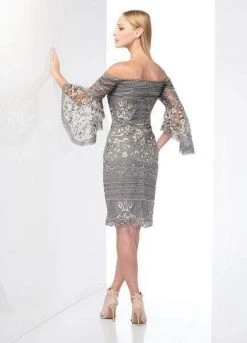 Social Occasions By Mon Cheri - 218801 Embroidered Lace Sheath Dress