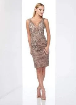 Social Occasions By Mon Cheri - Lace Appliqued V Neck Dress 218806