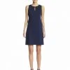 Short Dresses Taylor 5489M Sleeveless Keyhole Neckline Ponte Dress - 1 Pc Navy In Size 14 Available