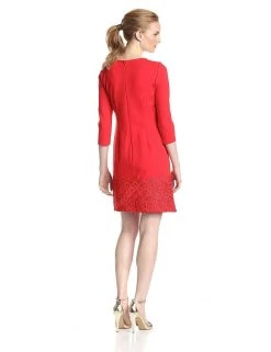 Short Dresses Taylor - Crochet Hem Jewel Neck Dress 5170M